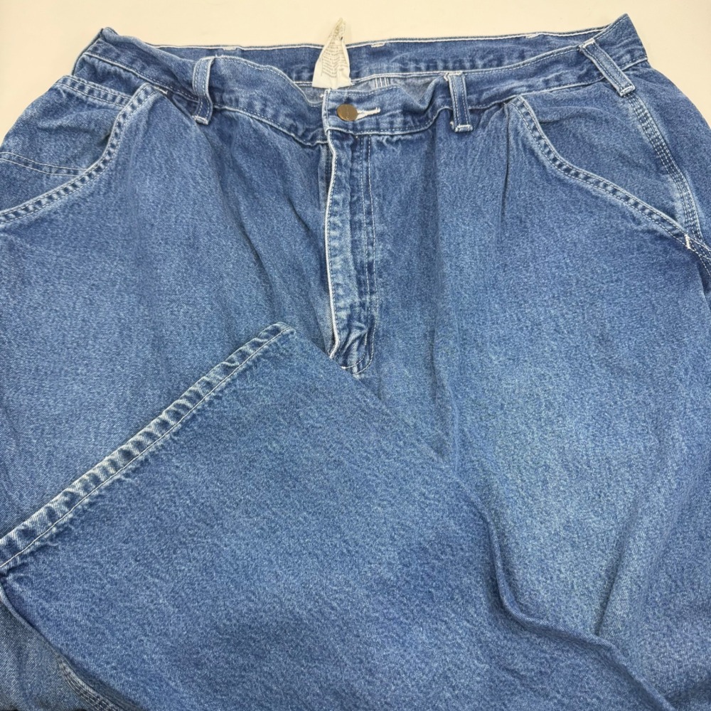 Vintage Carhartt B13 DST Mens Blue Denim Loose Fit Carpenter Dungaree Jean 40x30